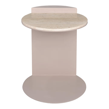 Evelyn 16" Contemporary Natural Marble/Metal Handmade C-Shaped End Table - JONATHAN Y